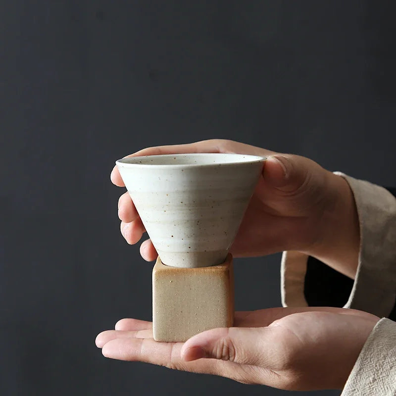 Retro Ceramic Coffee Mug - Japanese Style Tea Cup - Rustic Pottery Latte Mug - Porcelain Cup - Handmade Look