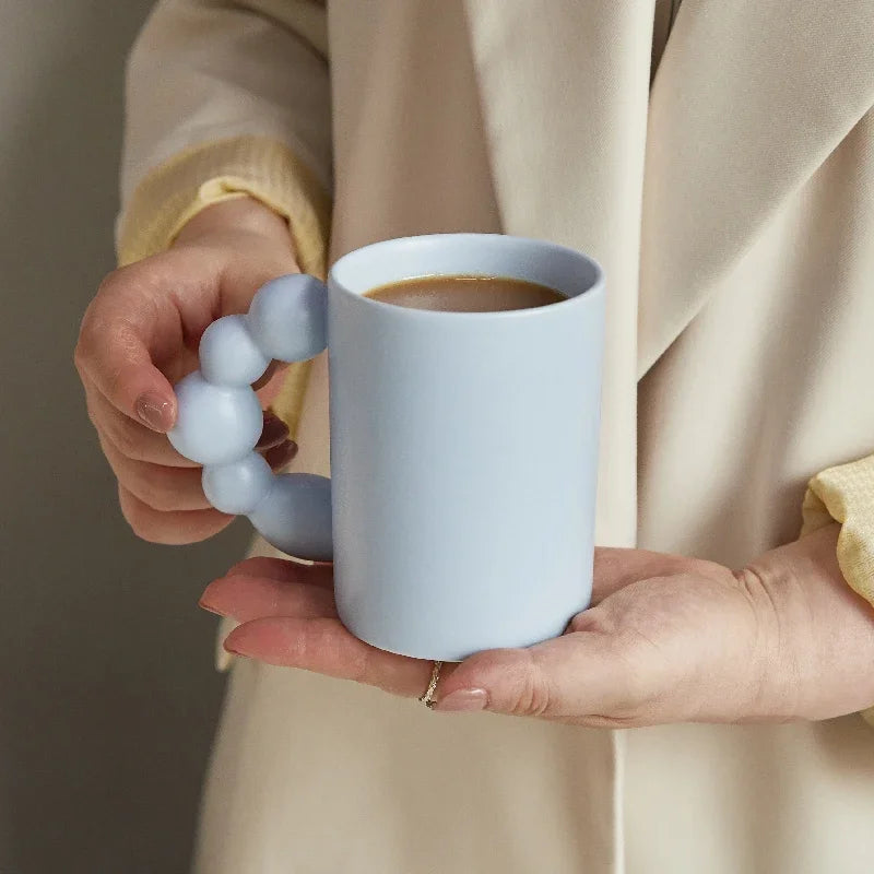 "Serene Sip" - Nordic Ceramic Mug & Tray Set: 15% Lighter, 100% Handmade