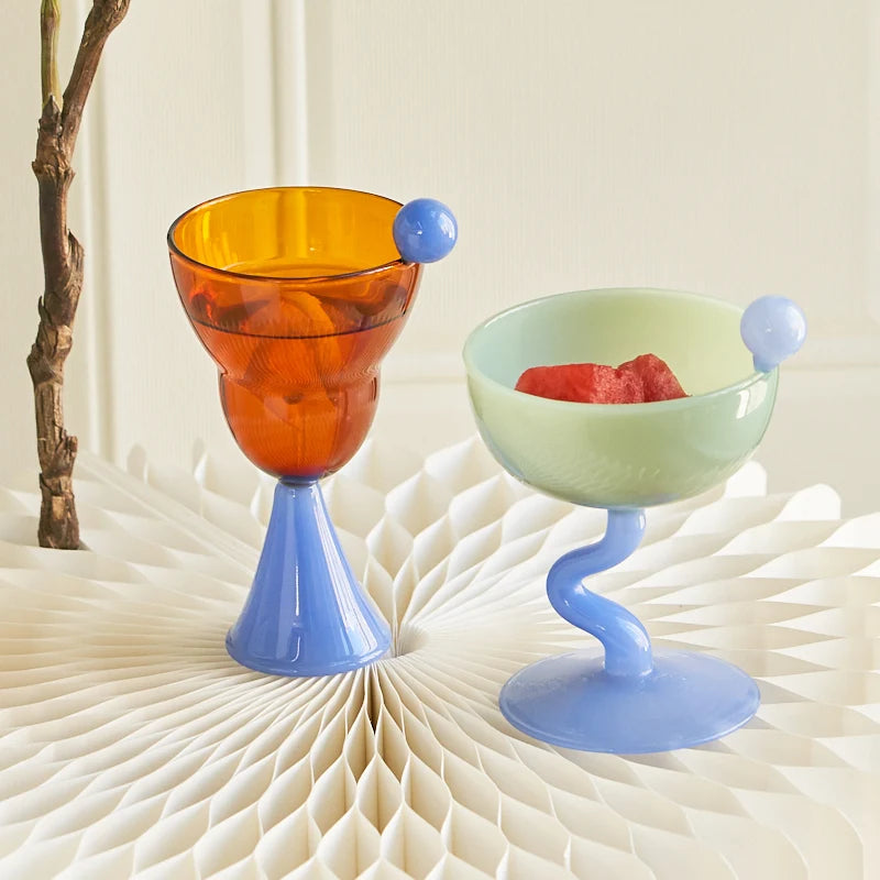 Handmade Vintage Ice Cream Cereal Bowl Glasses