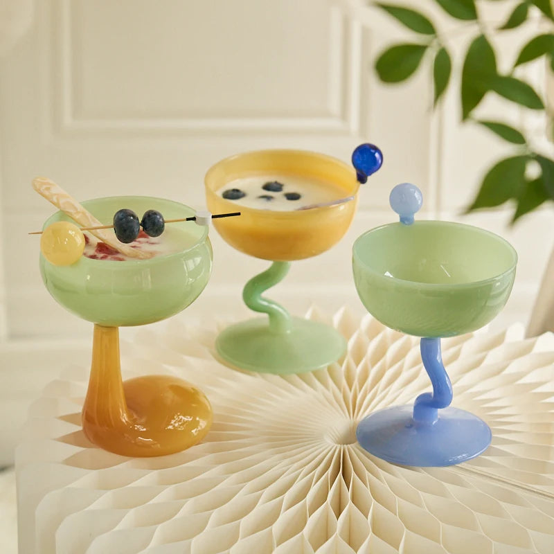 Handmade Vintage Ice Cream Cereal Bowl Glasses