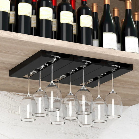 "Uncluttered" Under-Cabinet Wine Glass Rack: Modern & Minimalist